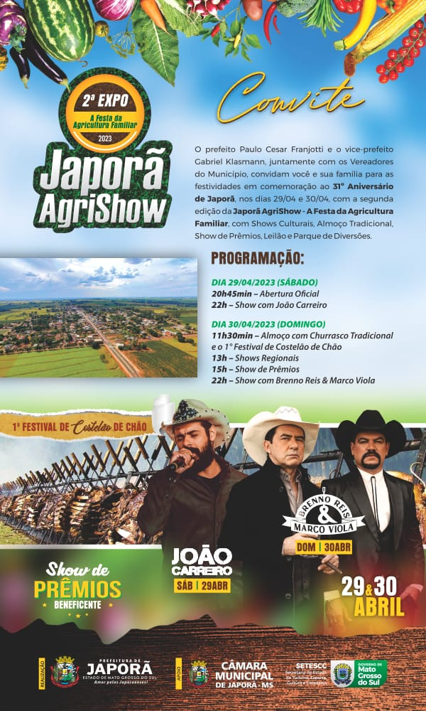 Japorã comemora 31 anos neste fim de semana com o AgriShow