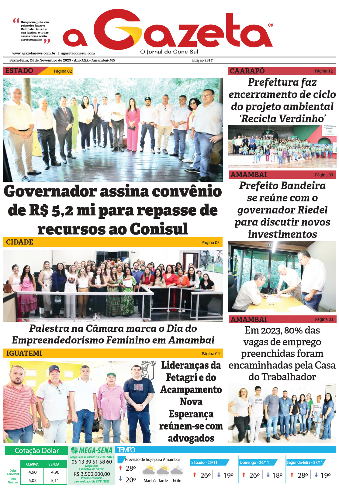 Confira a edição digital do jornal impresso A Gazeta desta sexta-feira, dia 24