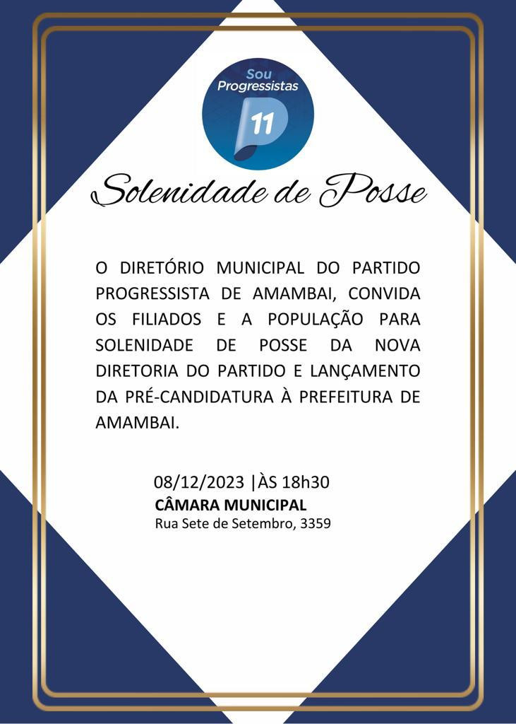 PP realiza troca de presidência e anuncia pré-candidato à Prefeitura de Amambai nesta sexta-feira (08)