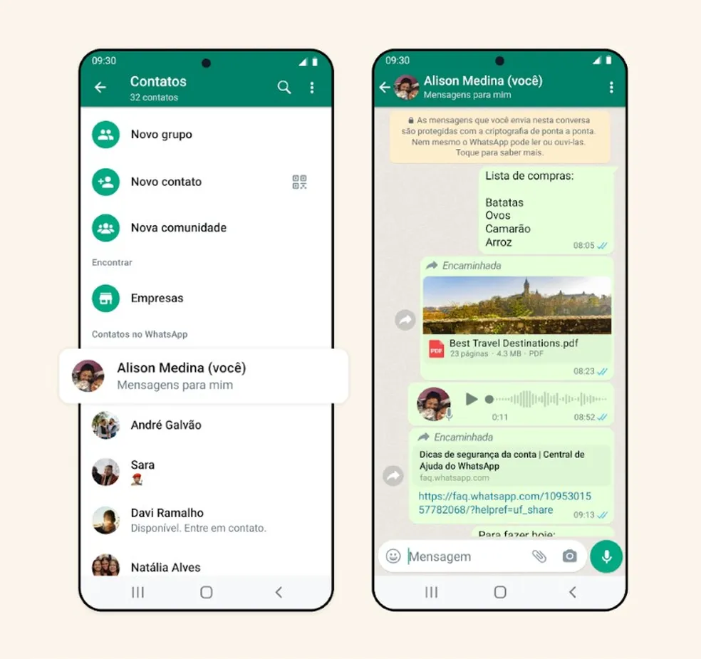 WhatsApp cria atalho para você conversar com si mesmo; veja como usar