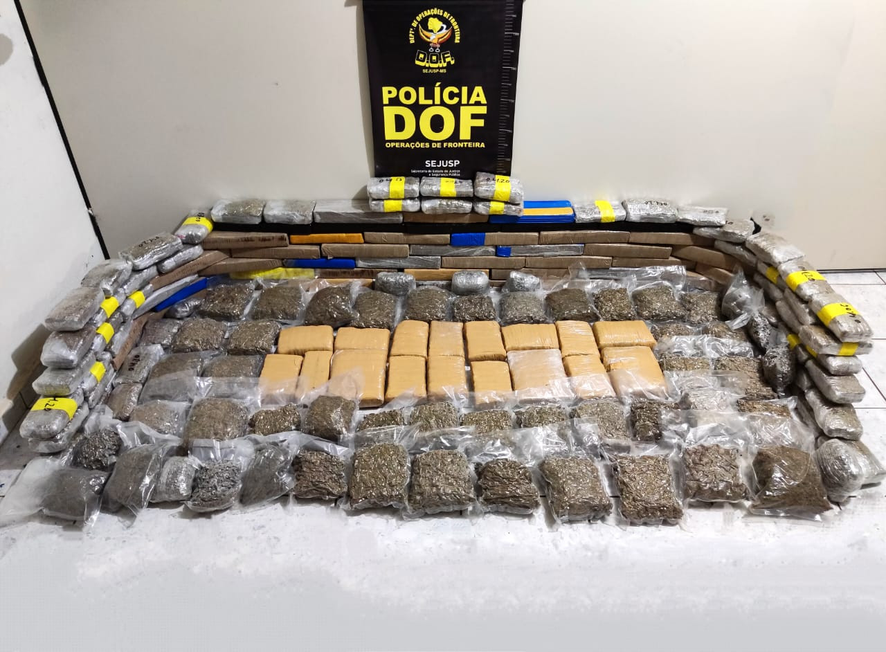 DOF apreende drogas avaliadas em aproximadamente R$ 680 mil na MS-289 em Amambai