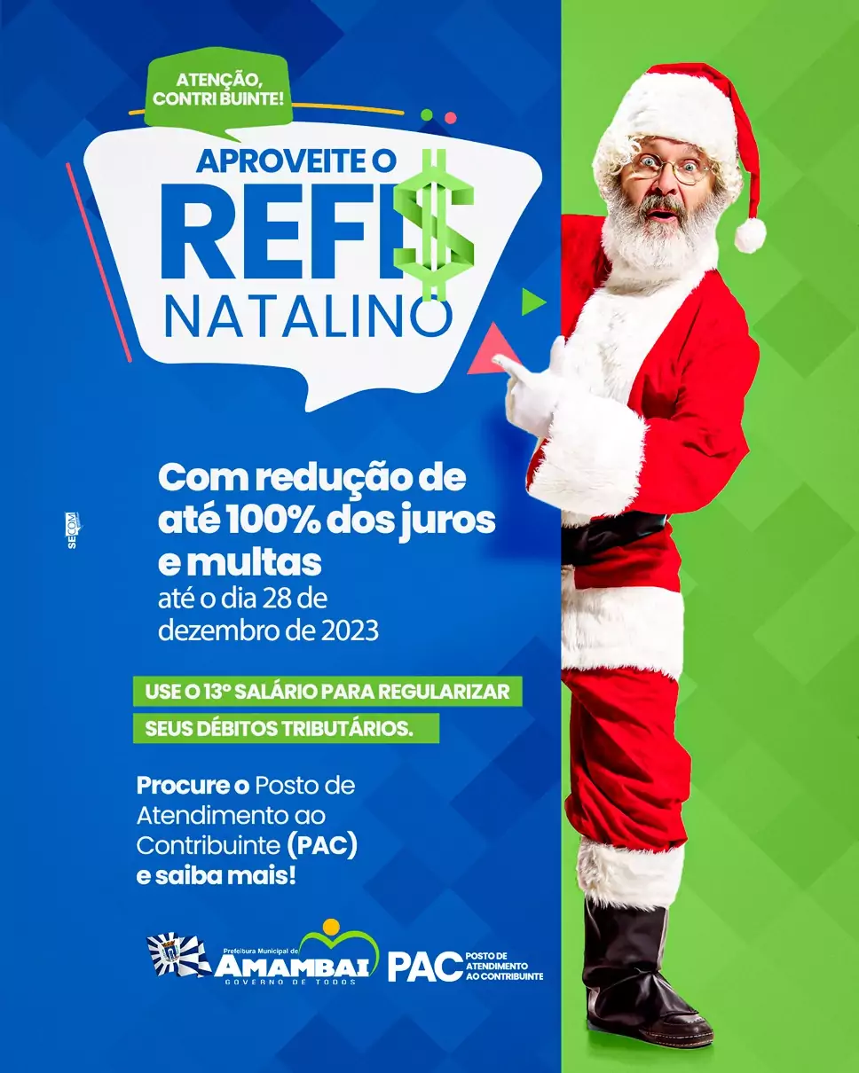 Amambai: Refis Natalino oferece 100% de desconto para contribuinte quitar suas dívidas