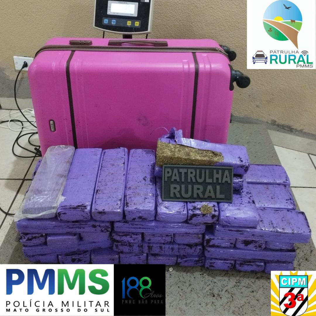 Patrulha Rural da 3ª CIPM efetua prisão de traficante e apreende 30kg de entorpecentes em Coronel Sapucaia