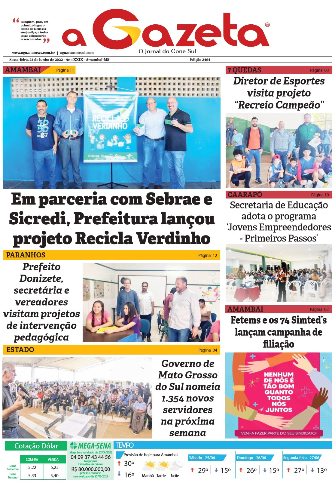 Confira a edição digital do jornal impresso A Gazeta desta sexta-feira, dia 24