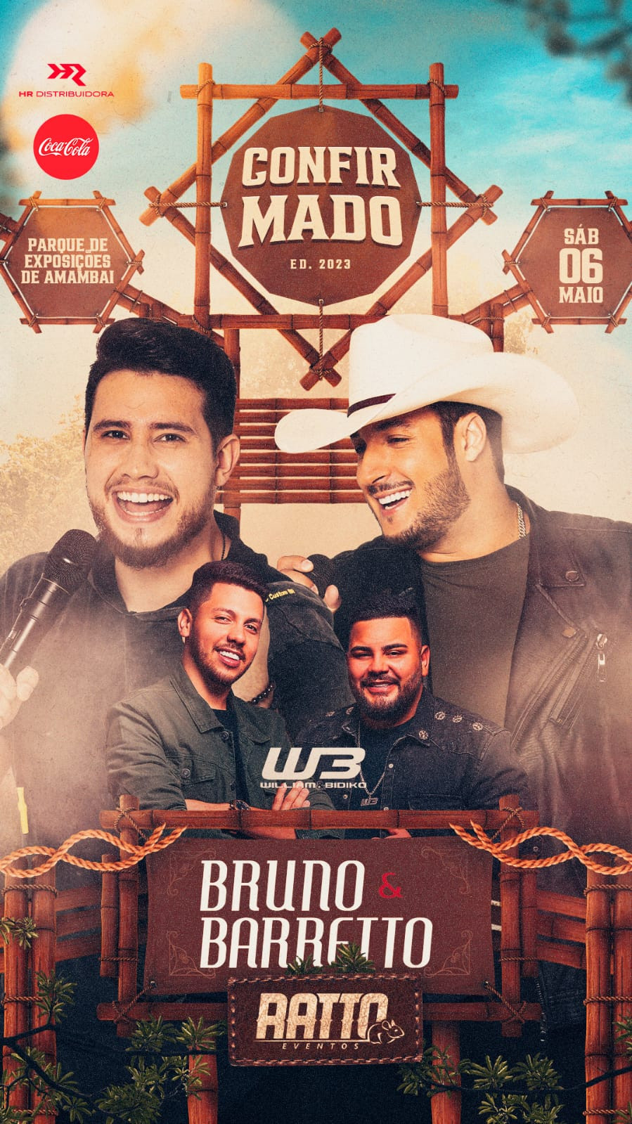 Show com Bruno & Barretto agita Amambai e região neste sábado