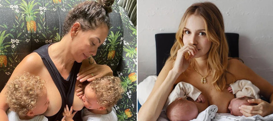 Famosas relatam como é amamentar gêmeos