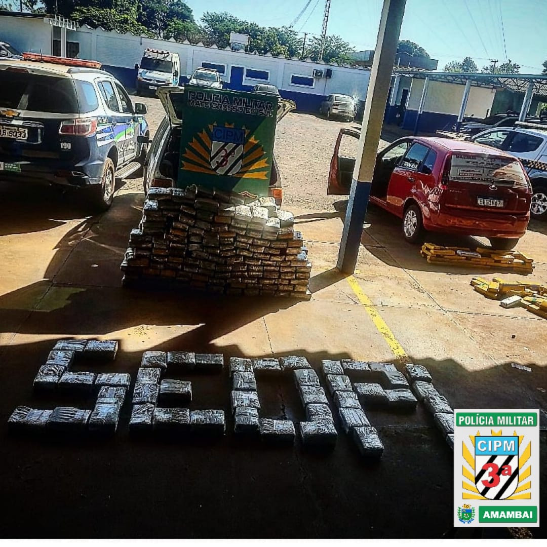 Policia Militar apreende em Amambai 435 kg de maconha durante Operação Crato