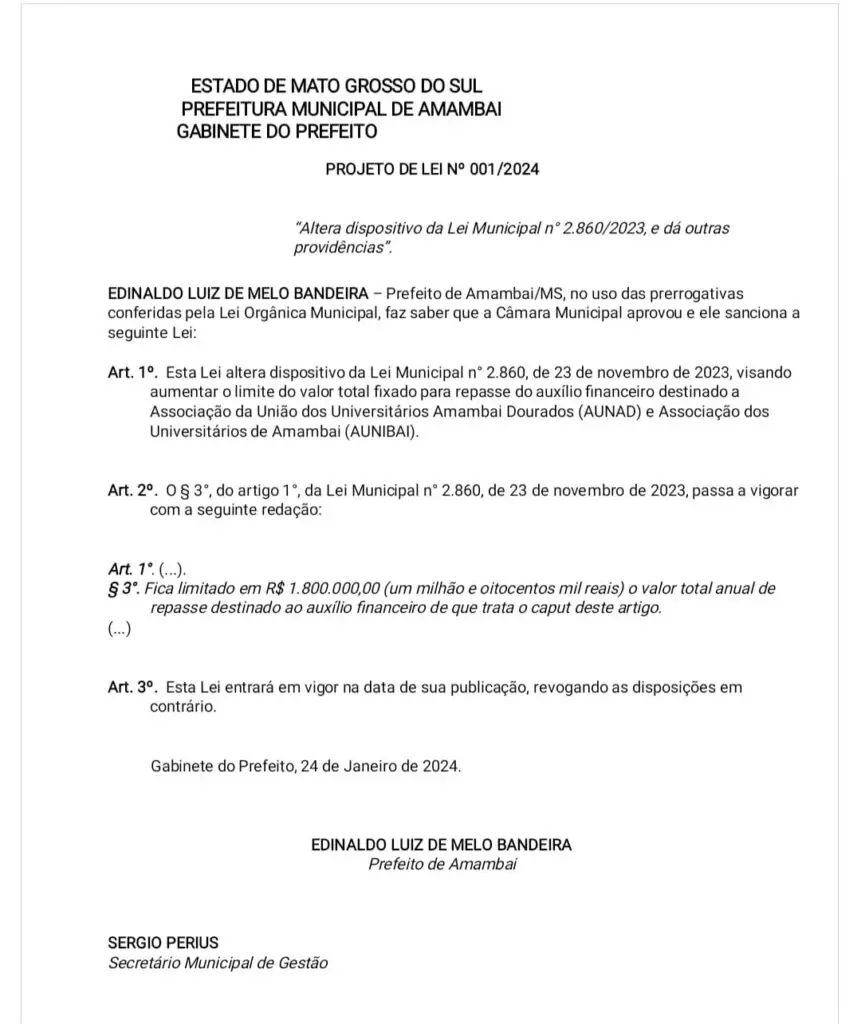 Câmara Municipal abre ano legislativo de 2024 na próxima segunda-feira em Amambai Câmara Municipal abre ano legislativo de 2024 na próxima segunda-feira em Amambai