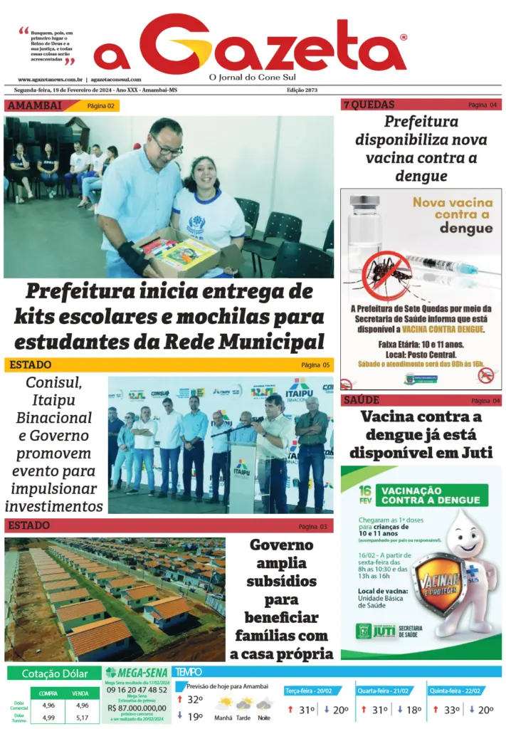 Jornal A Gazeta – Edição de 19 de fevereiro de 2024
