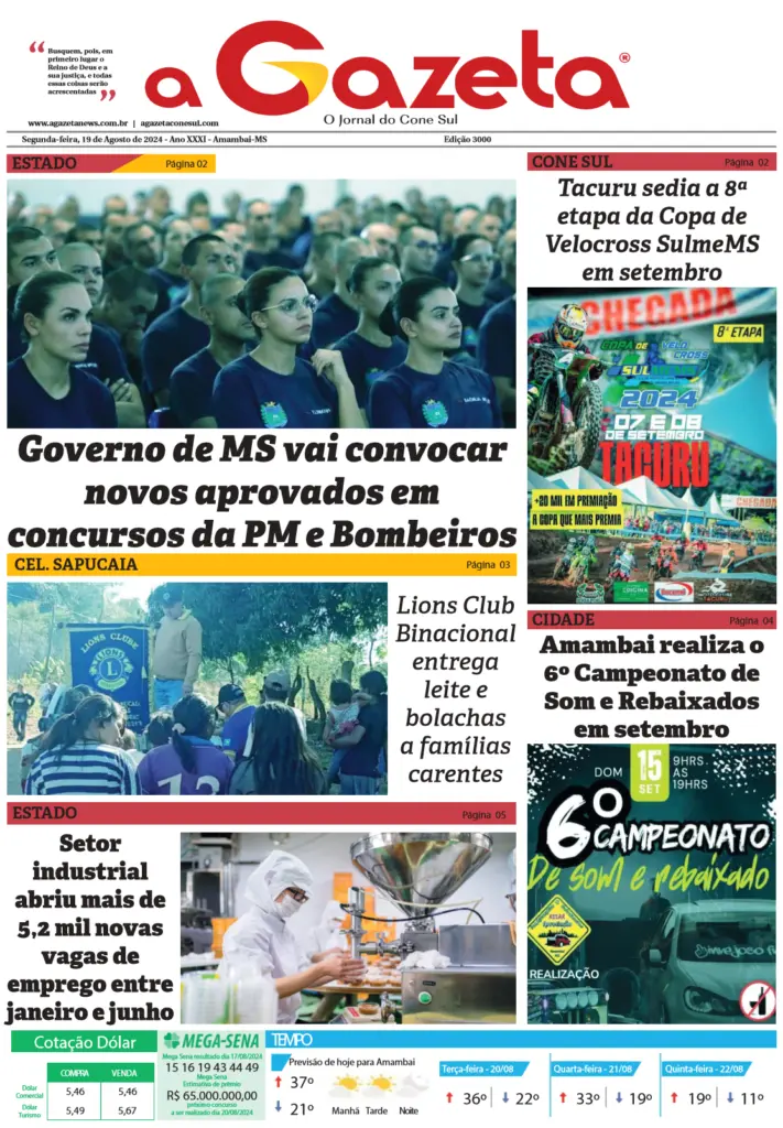 Jornal A Gazeta – Edição de 19 de agosto de 2024