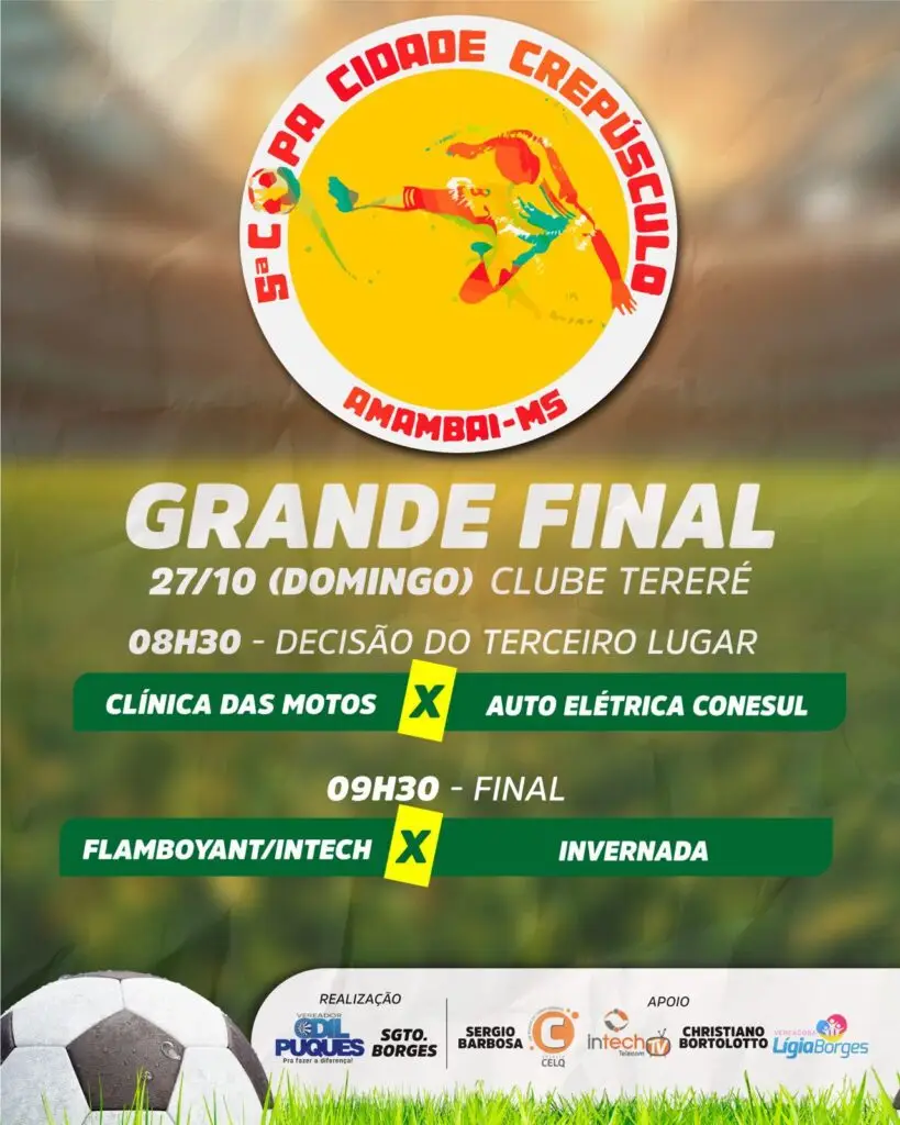 Flamboyant/Intech Telecom e Invernada decidem neste domingo a Copa Cidade de Suíço 2024 em Amambai Flamboyant/Intech Telecom e Invernada decidem neste domingo a Copa Cidade de Suíço 2024 em Amambai