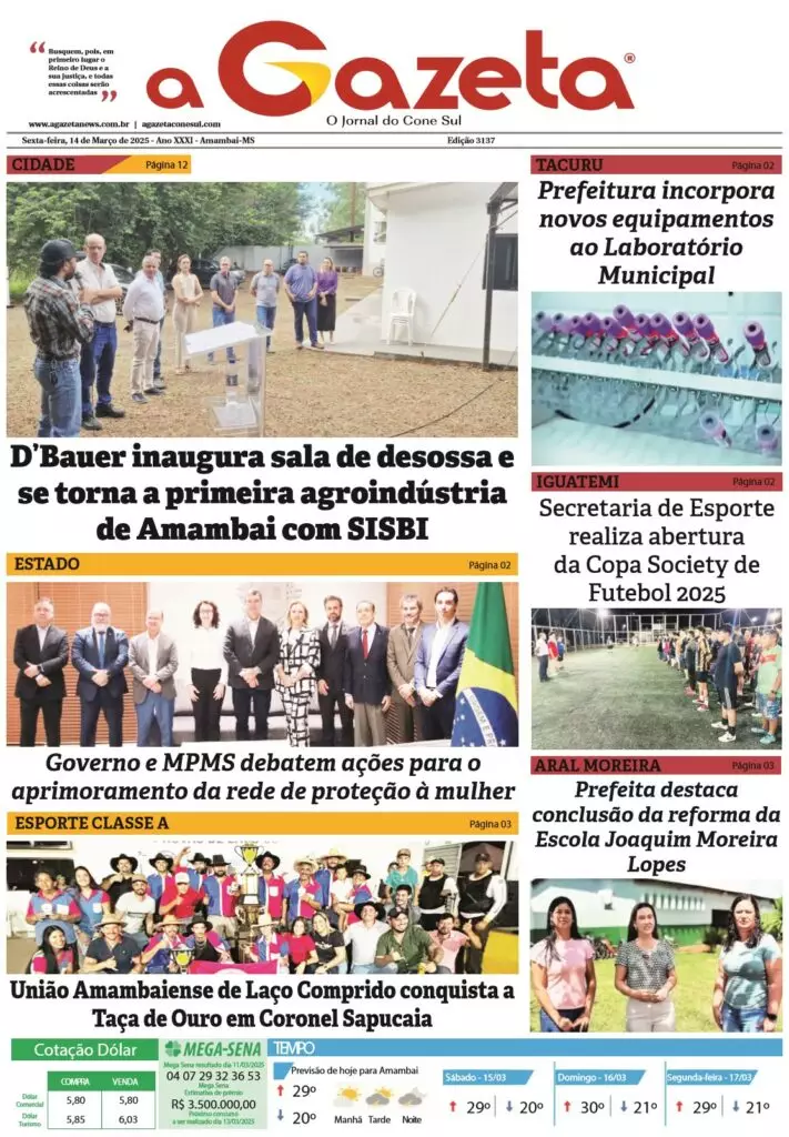 Jornal A Gazeta – Edição de 14 de março de 2025