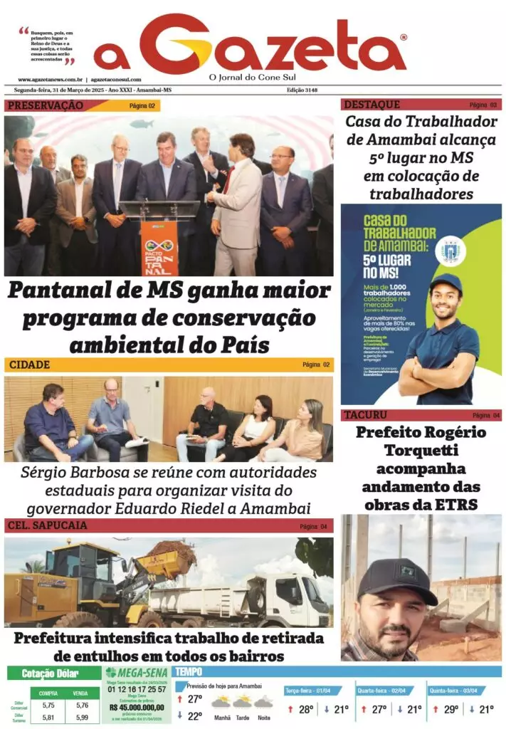 Jornal A Gazeta – Edição de 31 de março de 2025