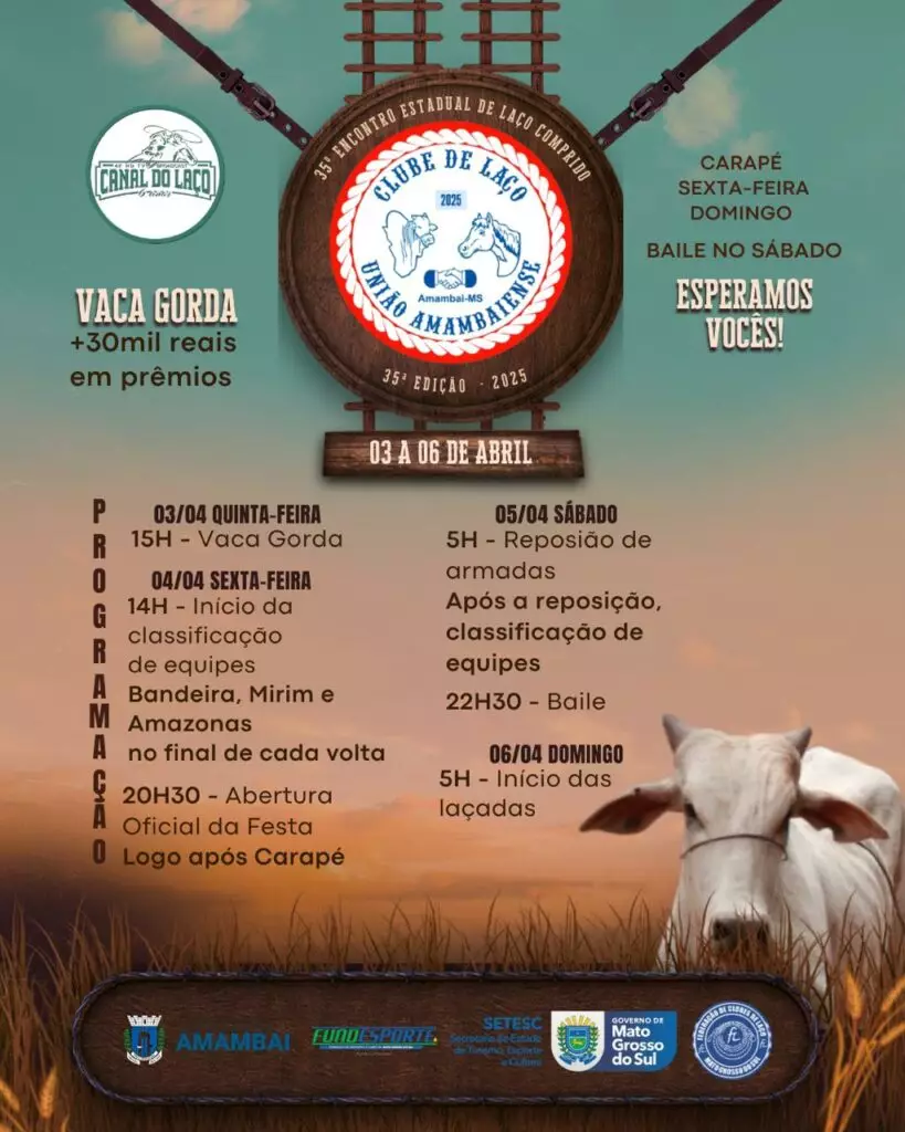 União Amambaiense conquista a Taça de Ouro no laço comprido em Coronel Sapucaia União Amambaiense conquista a Taça de Ouro no laço comprido em Coronel Sapucaia
