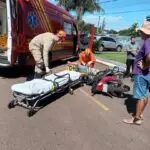 Corpo de Bombeiros de Amambai é acionado para socorrer vítima de acidente entre carro e moto