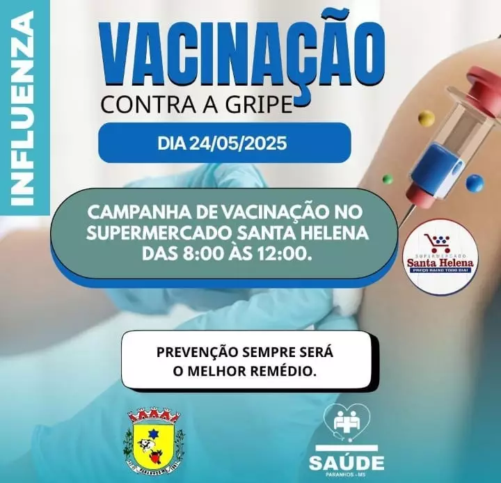 Vacinação contra a gripe será realizada neste sábado (24) em Paranhos Vacinação contra a gripe será realizada neste sábado (24) em Paranhos