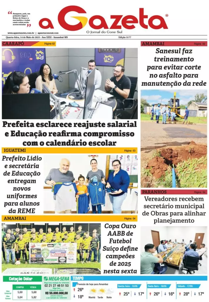 Jornal A Gazeta – Edição de 14 de maio de 2025