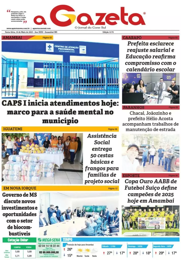 Jornal A Gazeta – Edição de 16 de maio de 2025