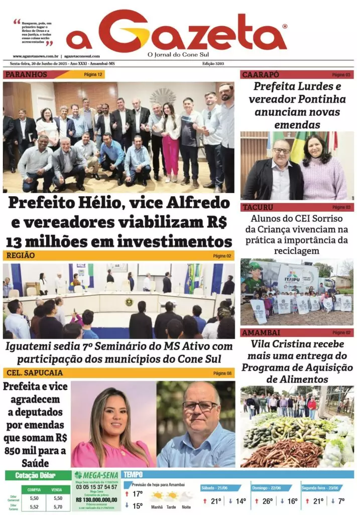 Jornal A Gazeta – Edição de 20 de junho de 2025