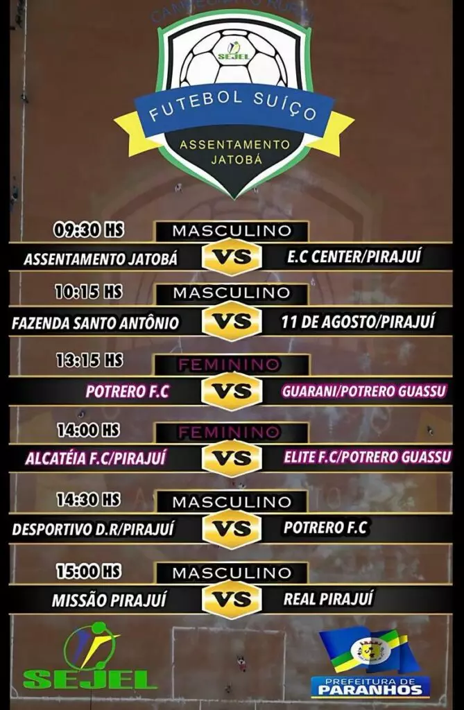 Sejel abre neste domingo Campeonato Rural de Futebol Suíço em Paranhos Sejel abre neste domingo Campeonato Rural de Futebol Suíço em Paranhos