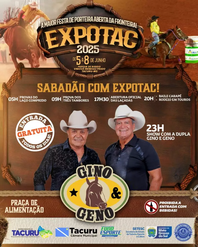 Anúncio da Rainha Expotac 2025 e rodeio em touros marcam a abertura oficial de exposição nesta sexta-feira (6)