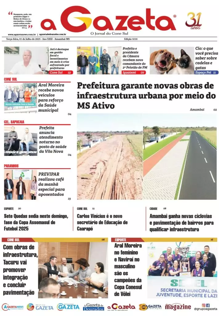 Jornal A Gazeta – Edição de 01 de julho de 2025