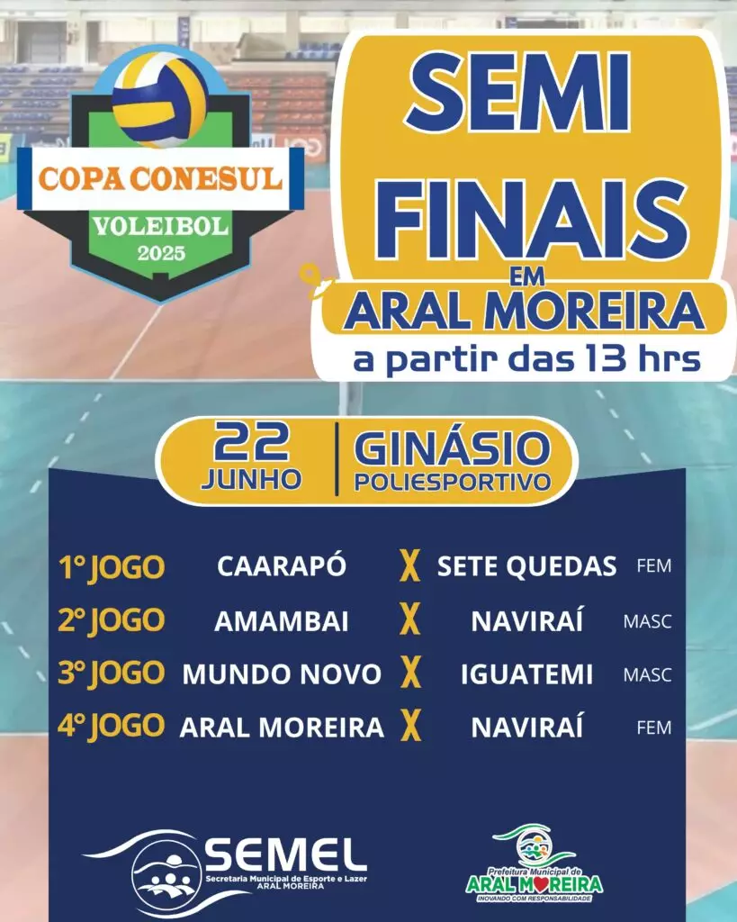 Aral Moreira sedia semifinais da Copa Conesul de Vôlei neste domingo Aral Moreira sedia semifinais da Copa Conesul de Vôlei neste domingo