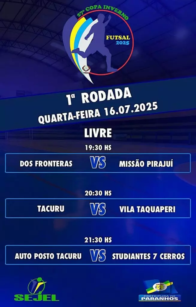 Com a participação de equipes de toda a região Copa Inverno de Futsal começa nesta quarta em Paranhos Com a participação de equipes de toda a região Copa Inverno de Futsal começa nesta quarta em Paranhos