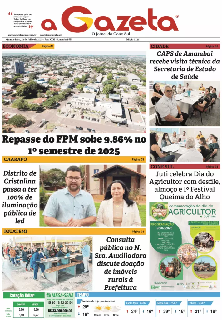 Jornal A Gazeta – Edição de 23 de julho de 2025