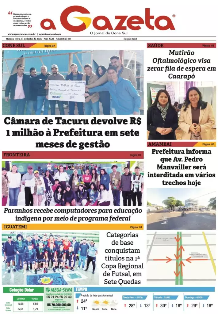 Jornal A Gazeta – Edição de 31 de julho de 2025