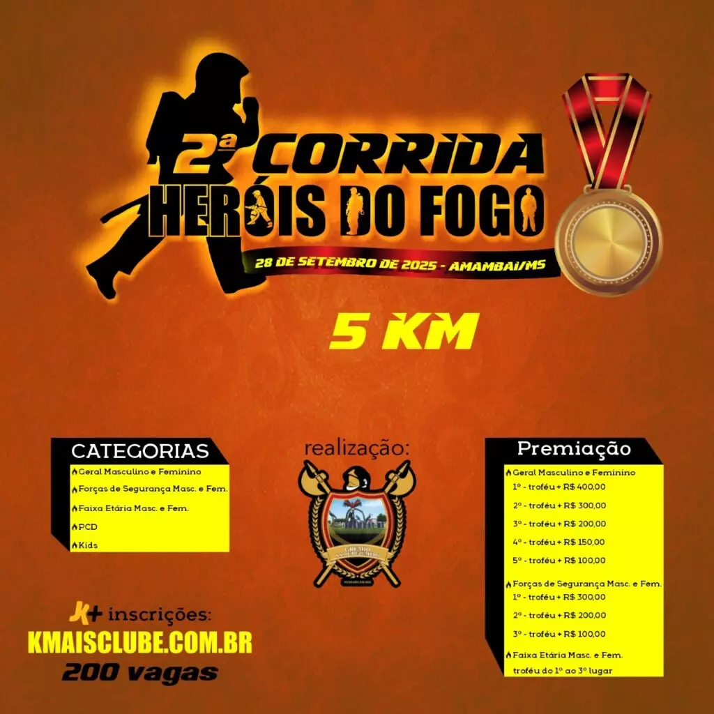 Amambai se prepara para a 2ª Corrida Heróis do Fogo no dia 28 de setembro Amambai se prepara para a 2ª Corrida Heróis do Fogo no dia 28 de setembro