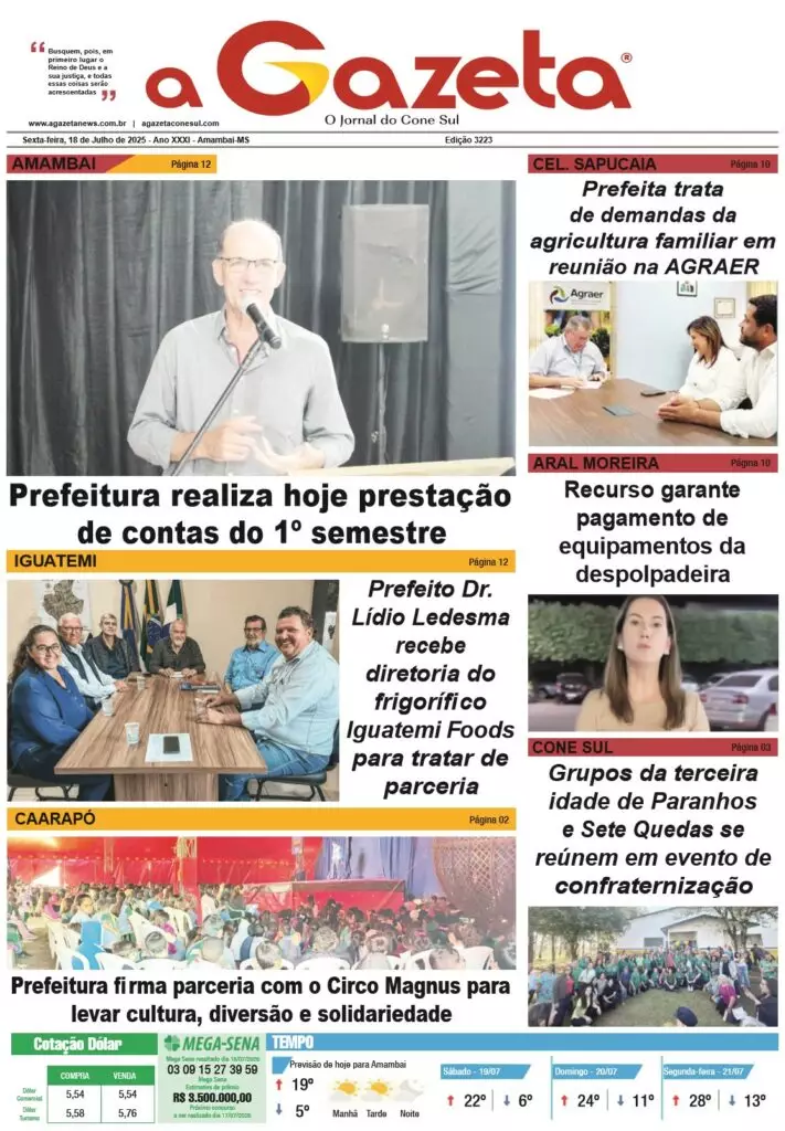 Jornal A Gazeta – Edição de 18 de julho de 2025