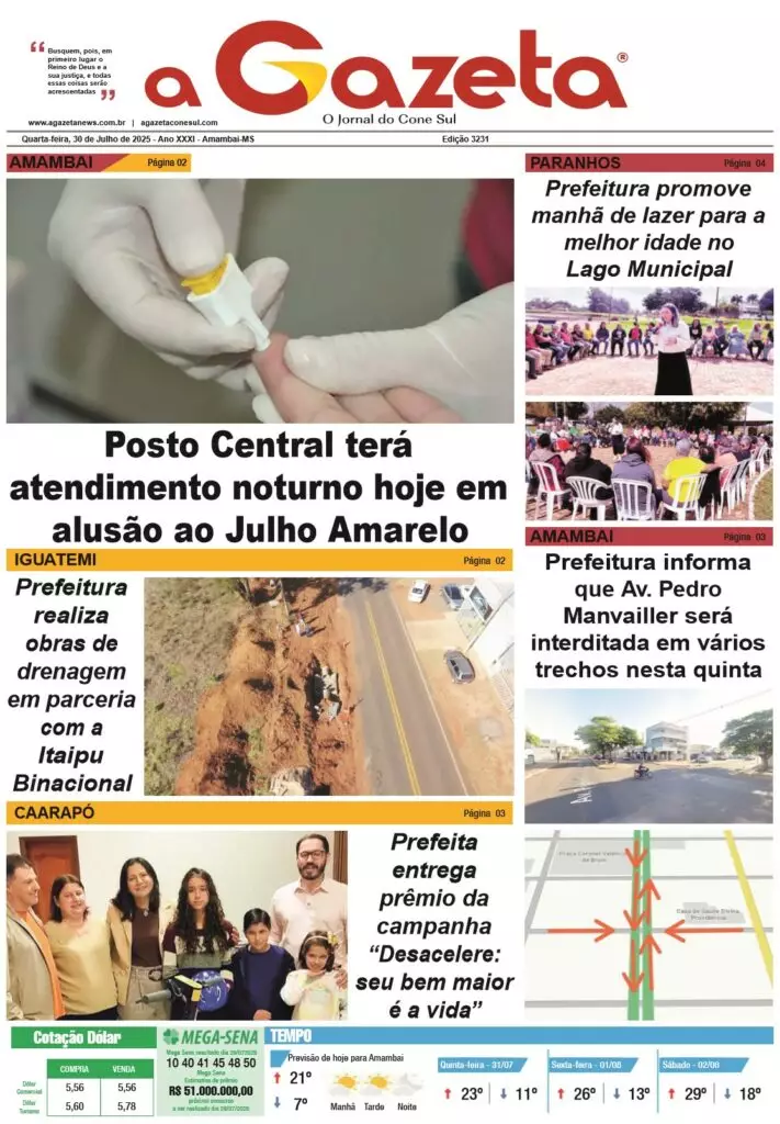 Jornal A Gazeta – Edição de 30 de julho de 2025