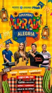 Amambai Arraiá da Alegria promete noite de festa, sabores e cultura neste sábado, dia 12