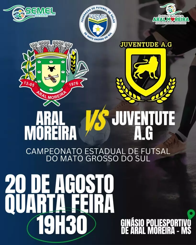 Campeã da fase regional dos JAMS 2025, Aral Moreira estreia nesta quarta no Estadual de Futsal