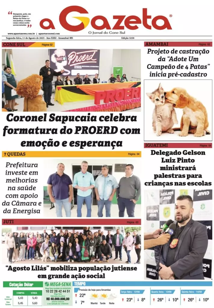 Jornal A Gazeta – Edição de 11 de agosto de 2025