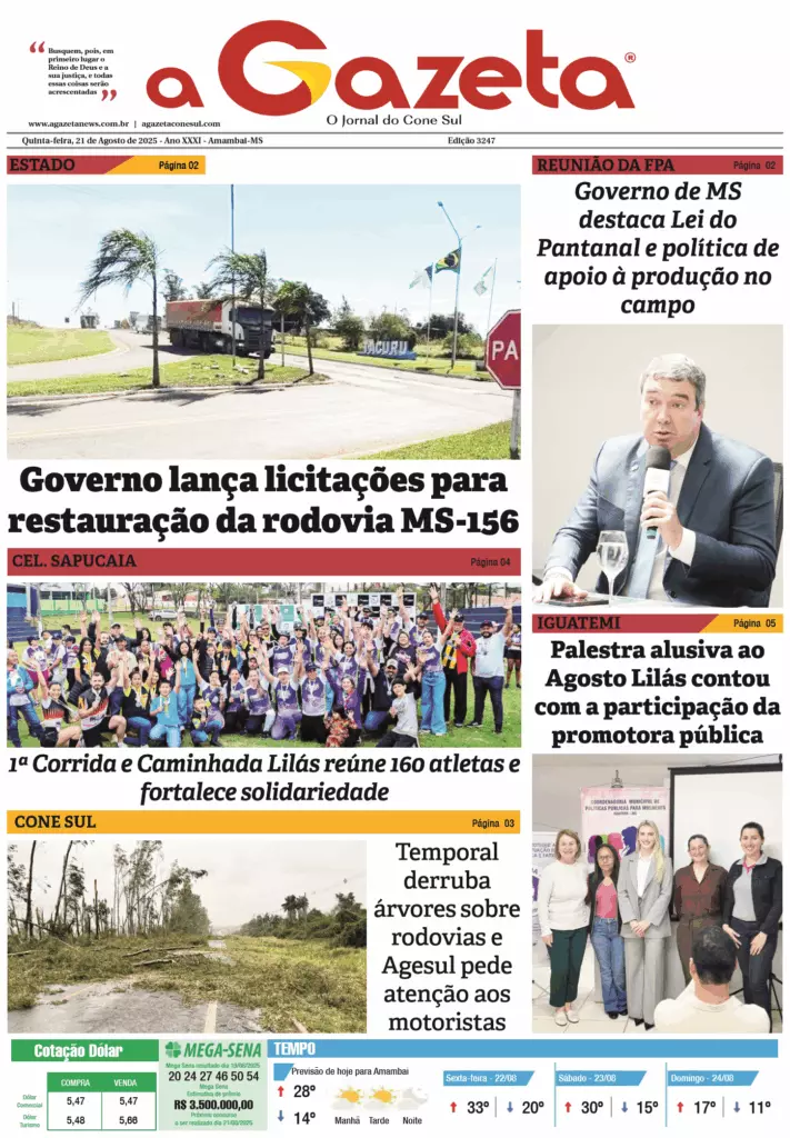 Jornal A Gazeta – Edição de 21 de agosto de 2025