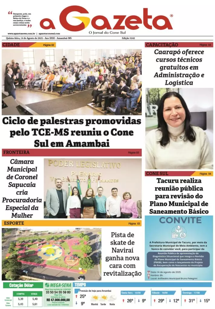 Jornal A Gazeta – Edição de 14 de agosto de 2025