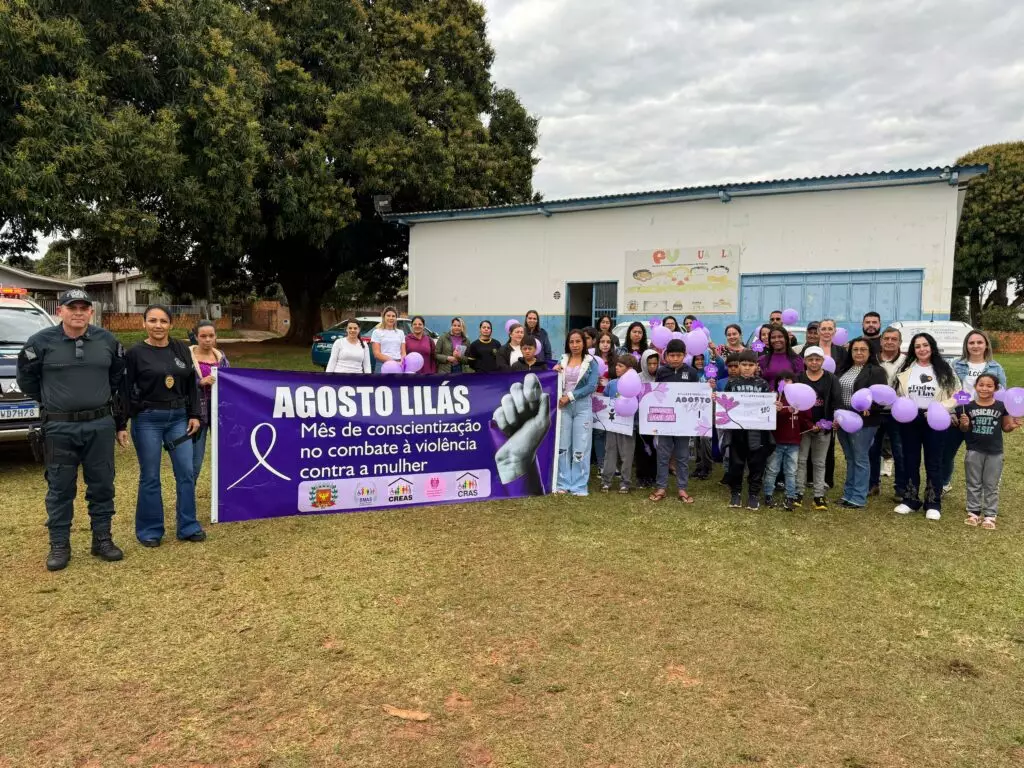 Caminhada do Agosto Lilás mobiliza comunidade em Tacuru pelo fim da violência contra a mulher