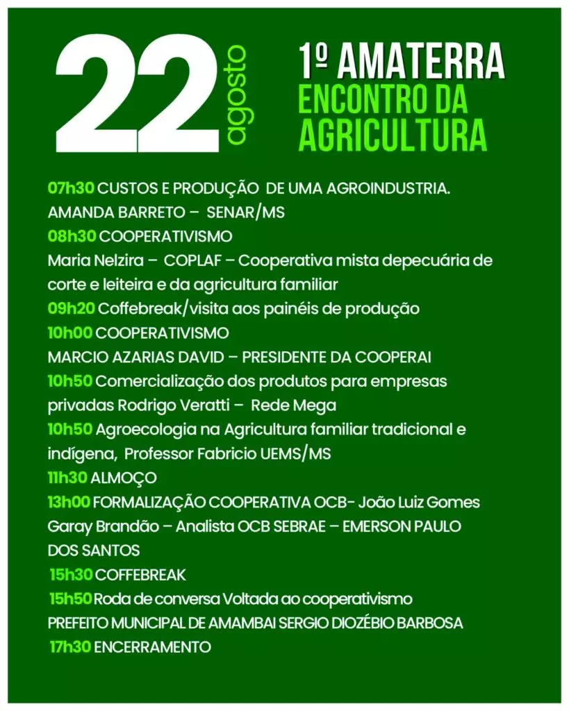 1º Amaterra promove encontro da agricultura em Amambai nos dias 21 e 22 de agosto