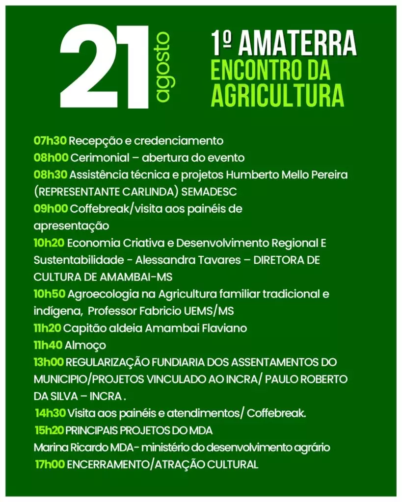 1º Amaterra promove encontro da agricultura em Amambai nos dias 21 e 22 de agosto