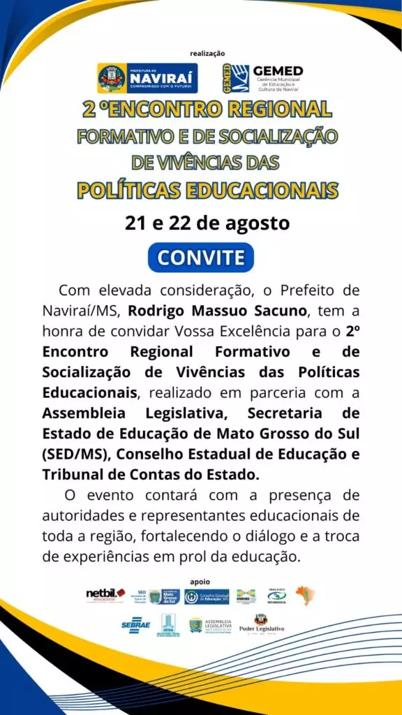 Naviraí recebe Encontro Regional Formativo de Políticas Educacionais