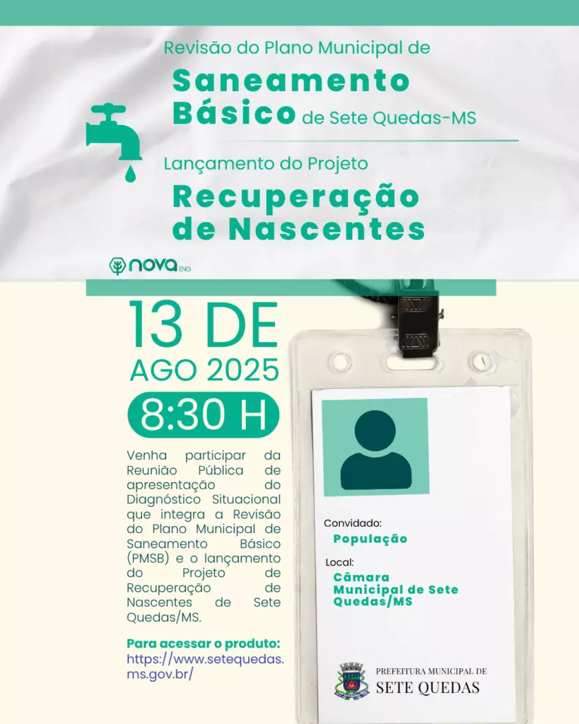 Sete Quedas realiza audiência pública para revisão do Plano Municipal de Saneamento Básico e lançamento de projeto de recuperação de nascentes