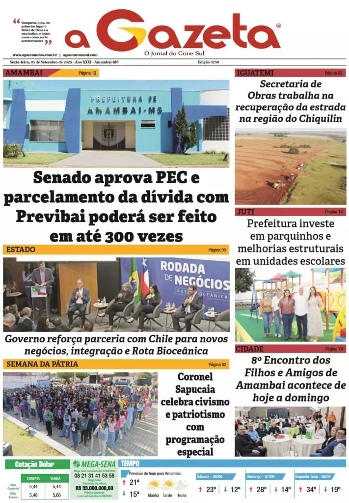 Jornal A Gazeta – Edição de 05 de setembro de 2025
