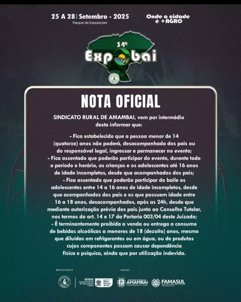 34ª Expobai começa nesta quinta-feira e vai até domingo com várias atrações e entrada gratuita em Amambai 34ª Expobai começa nesta quinta-feira e vai até domingo com várias atrações e entrada gratuita em Amambai