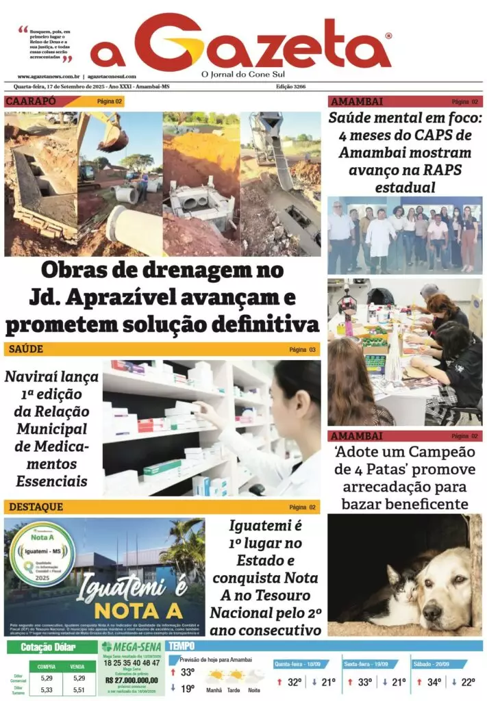 Jornal A Gazeta – Edição de 17 de setembro de 2025