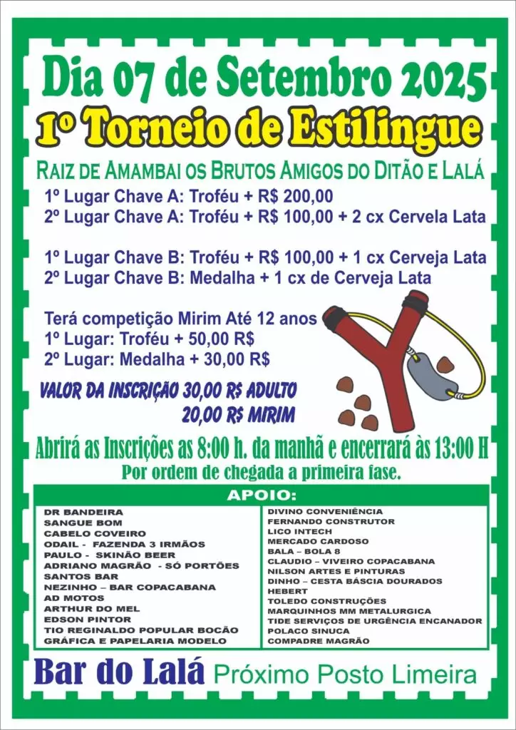 1º Torneio de Estilingue será realizado neste domingo (7) em Amambai