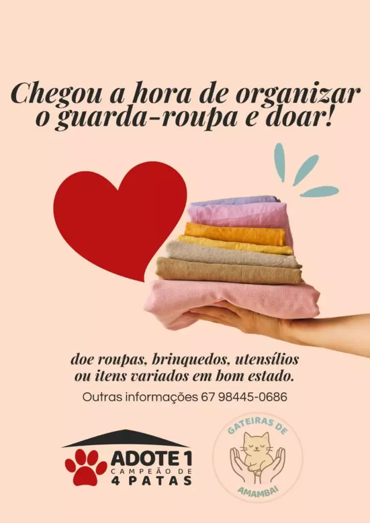 ONG Adote um Campeão de 4 Patas promove arrecadação para bazar beneficente em Amambai ONG Adote um Campeão de 4 Patas promove arrecadação para bazar beneficente em Amambai