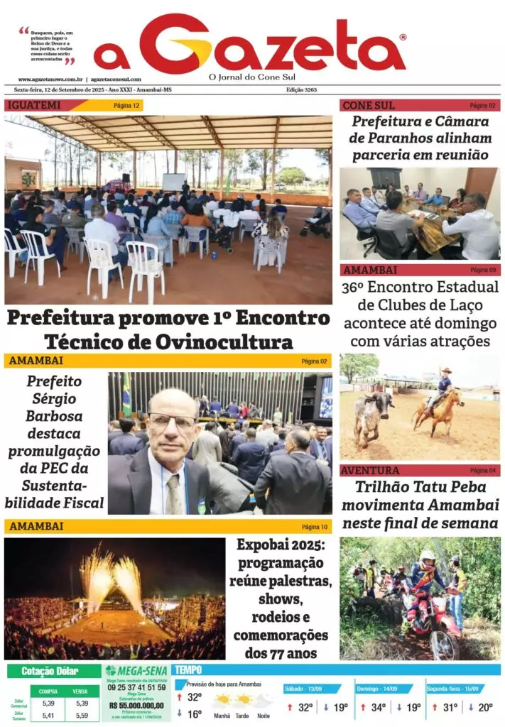 Jornal A Gazeta – Edição de 12 de setembro de 2025