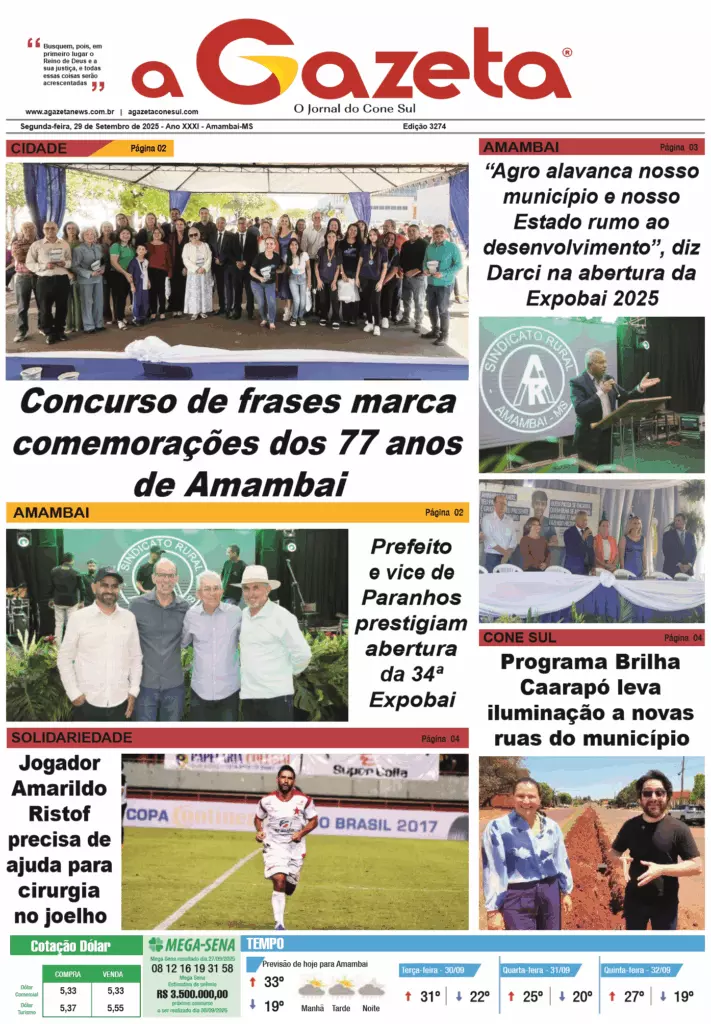 Jornal A Gazeta – Edição de 29 de setembro de 2025